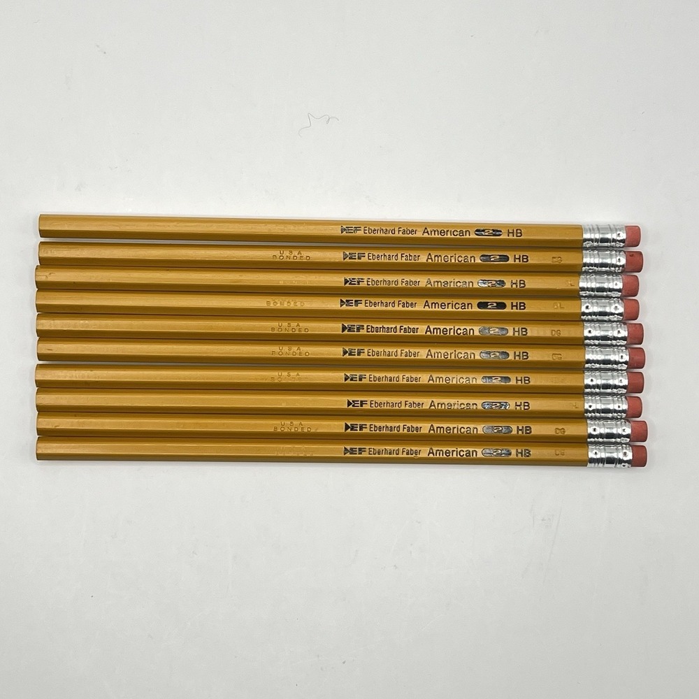 Vintage Eberhard Faber American HB 2 Pencils Lot Of 10 USA‎ Bonded 1980s/90s